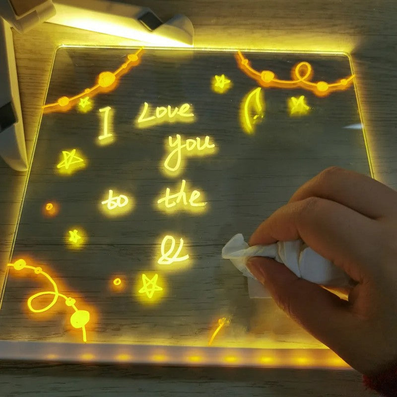 LED Drawing Board Night Light with Reusable Surface
