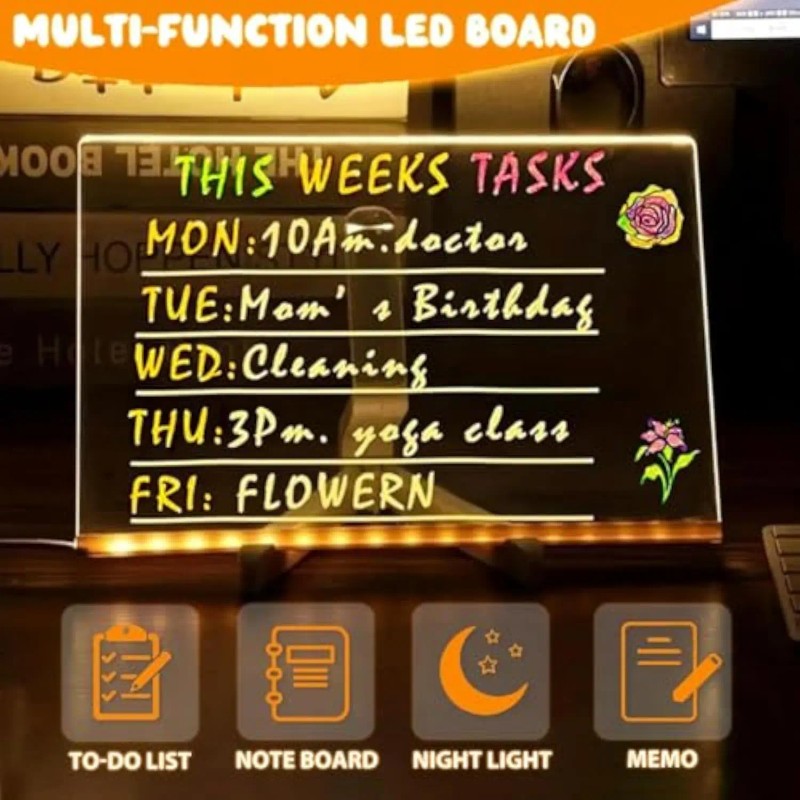 LED Drawing Board with Light-Up Base - Erasable and Reusable