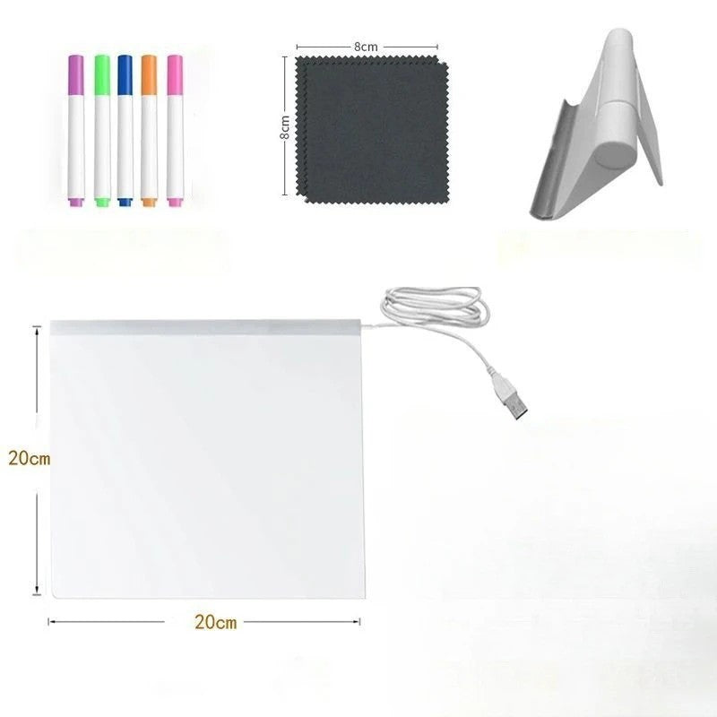 LED Drawing Board with Light-Up Base - Erasable and Reusable