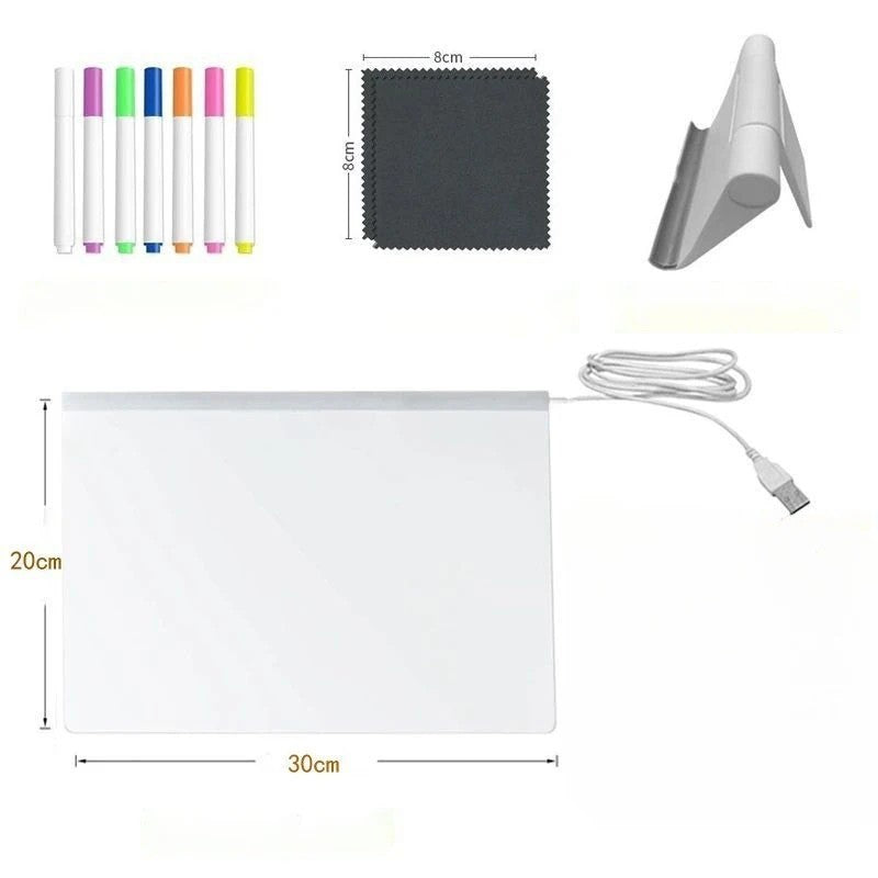 LED Drawing Board with Light-Up Base - Erasable and Reusable