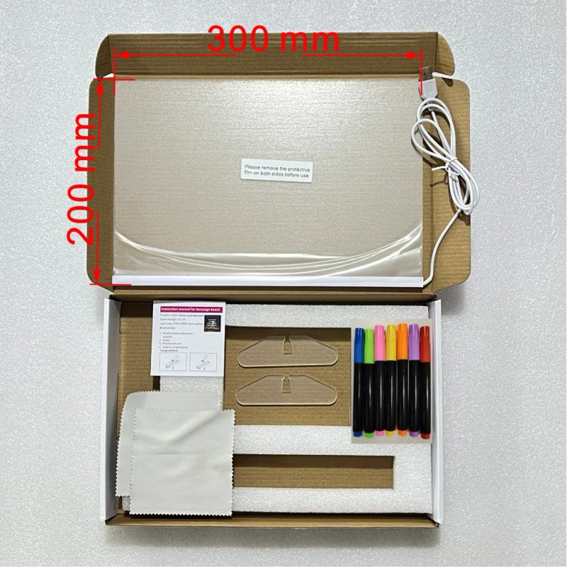 LED Drawing Light Board - Erasable Square Night Light with Stand
