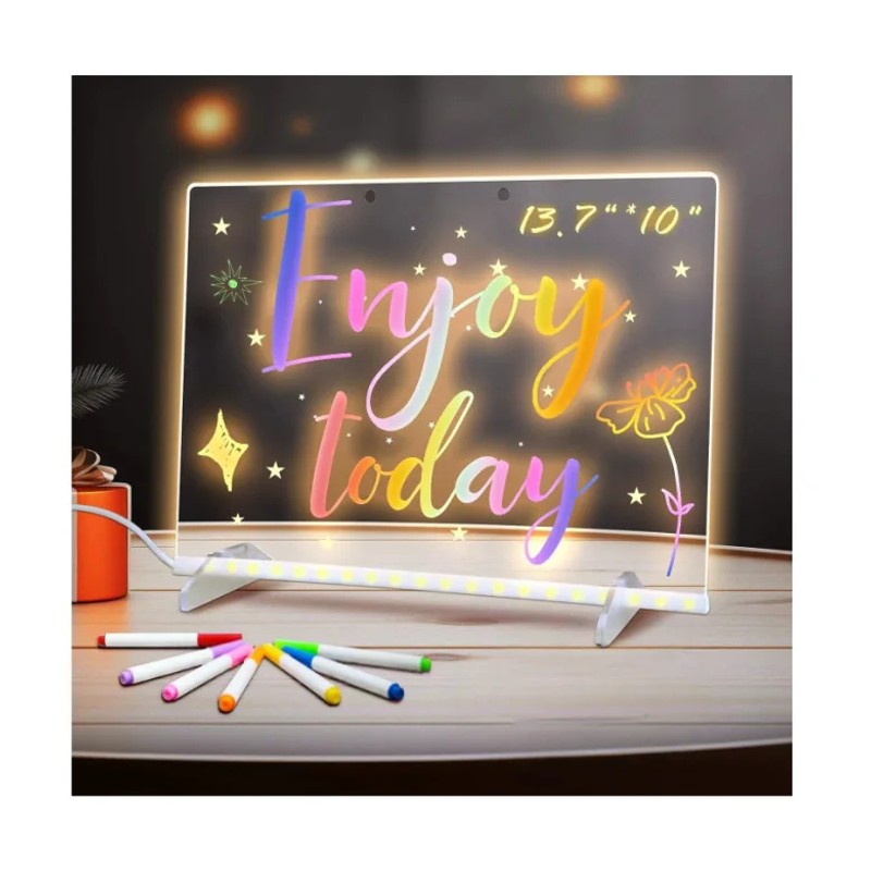 LED Drawing Light Board - Erasable Square Night Light with Stand