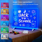 LED Drawing Light Board - Erasable Square Night Light with Stand