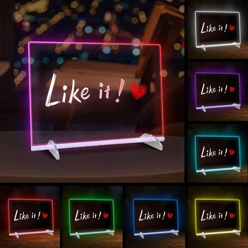 LED Drawing Light Board - Erasable Square Night Light with Stand