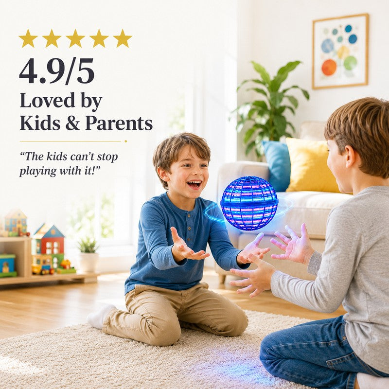 LED Hovering Flying Ball Toy - Spherical Cage Frame with Multicolour Lights