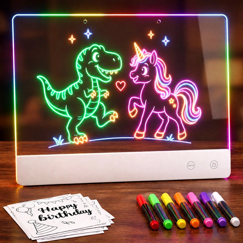 LED Neon Light-Up Drawing Board - 16 Inch with 7 Color Modes