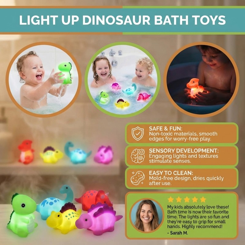 Light-Up Dinosaur Bath Toy Set