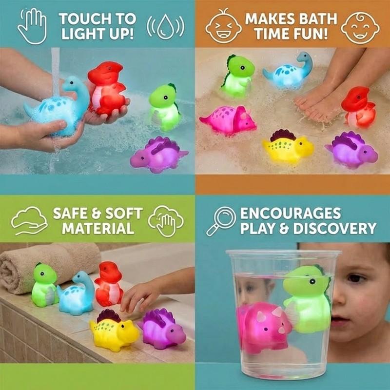 Light-Up Dinosaur Bath Toy Set