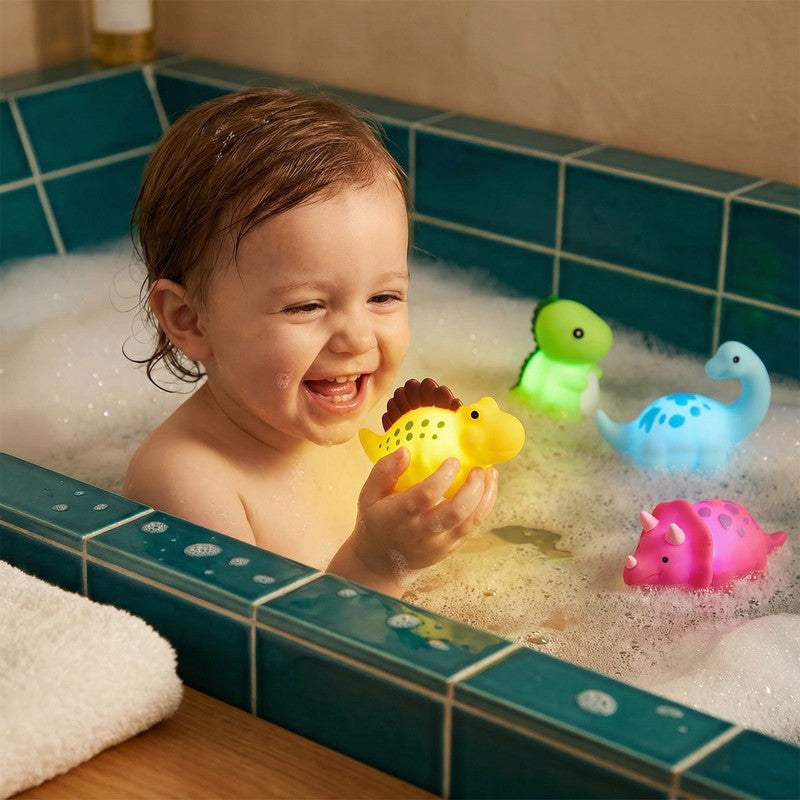 Light-Up Dinosaur Bath Toy Set - Multi-Color LED