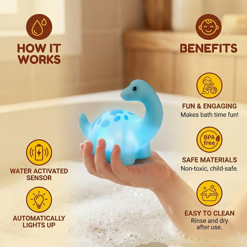 Light-Up Dinosaur Bath Toy Set - Multi-Color LED