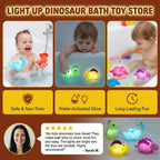 Light-Up Dinosaur Bath Toy Set - Multi-Color LED