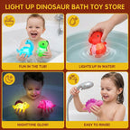 Light-Up Dinosaur Bath Toy Set - Multi-Color LED