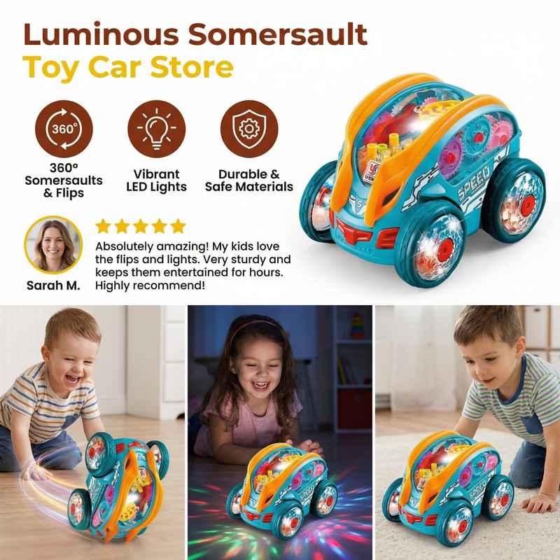 Luminous Somersault Toy Car with LED Lights