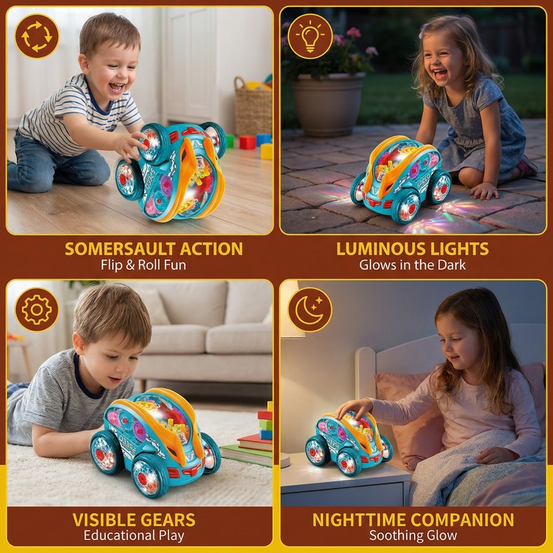 Luminous Somersault Toy Car with LED Lights
