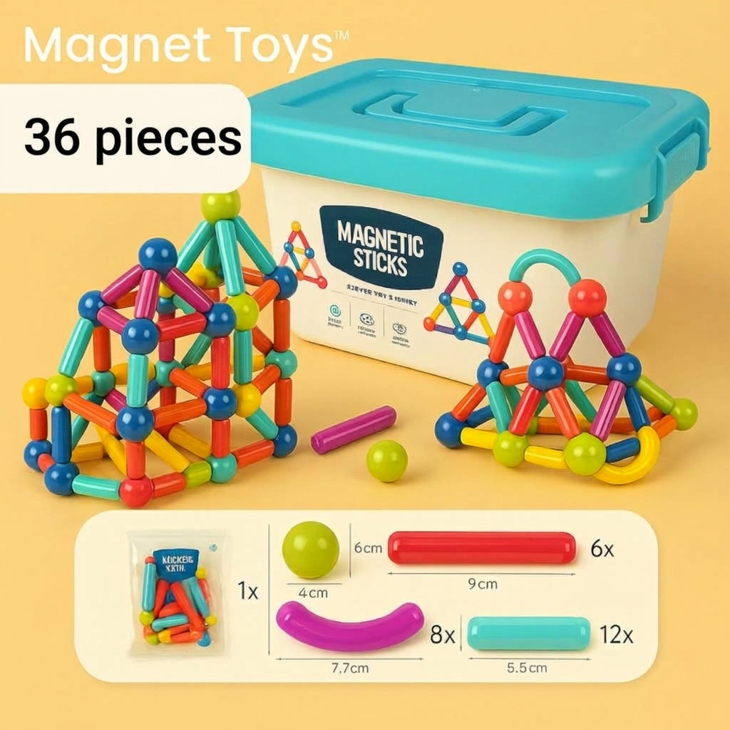 Juego de juguetes magnéticos - varillas y bolas magnéticas