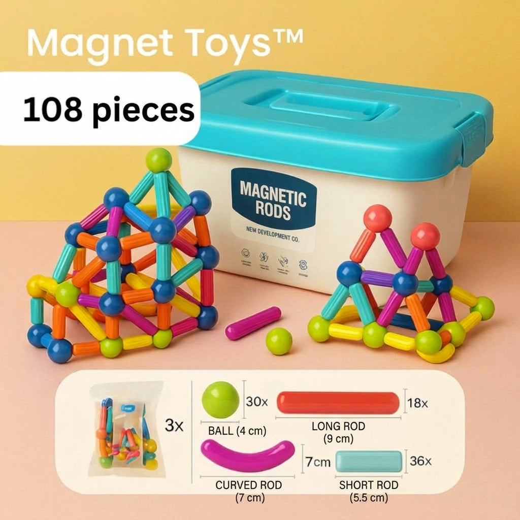 Juego de juguetes magnéticos - varillas y bolas magnéticas
