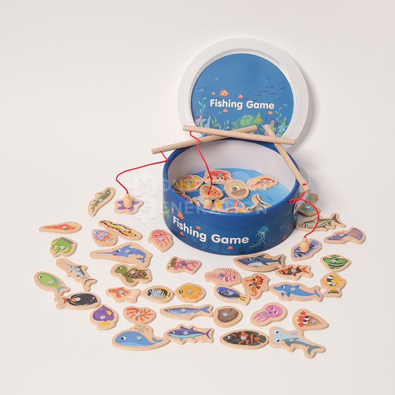 Magnetic Fishing Game Set - 51 Fish Pieces with Rods and Bucket
