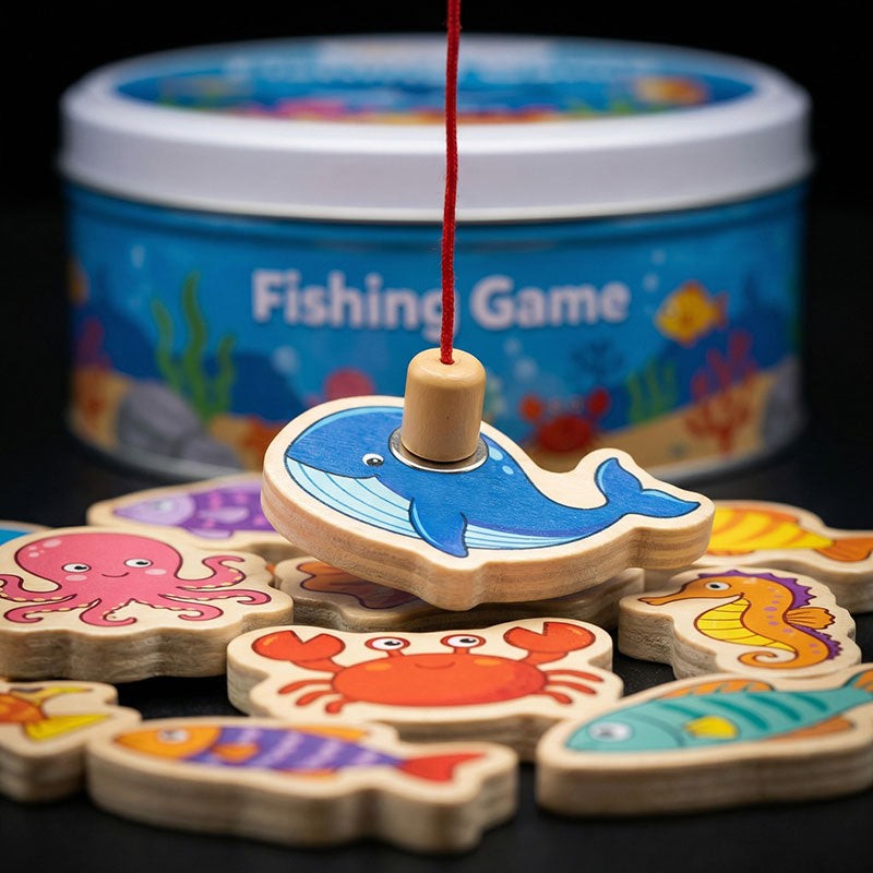 Magnetic Fishing Game Set - 51 Fish Pieces with Rods and Bucket