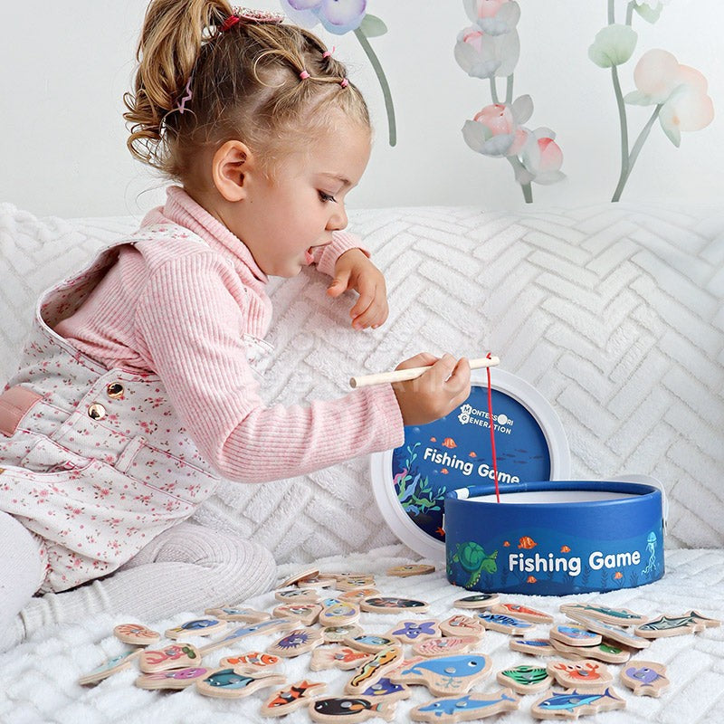 Magnetic Fishing Game Set - 51 Fish Pieces with Rods and Bucket