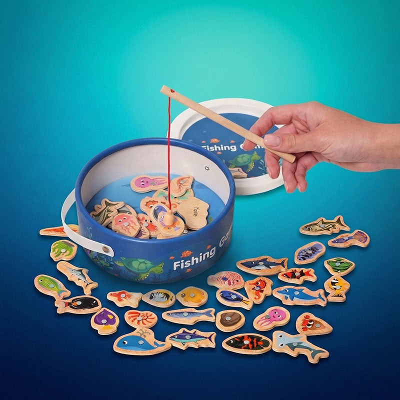 Magnetic Fishing Game Set - 51 Fish Pieces with Rods and Bucket
