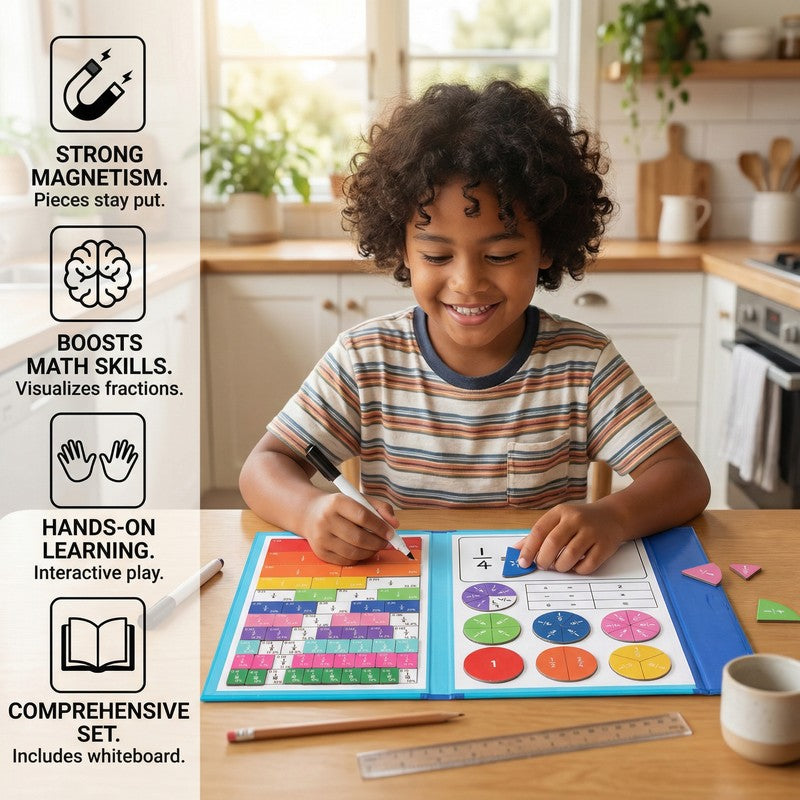 Magnetic Fraction Learning Game - Foldable Board with Whiteboard Surface