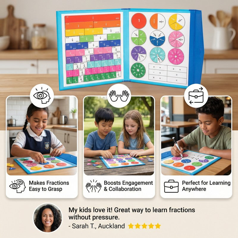Magnetic Fraction Learning Game - Foldable Board with Whiteboard Surface