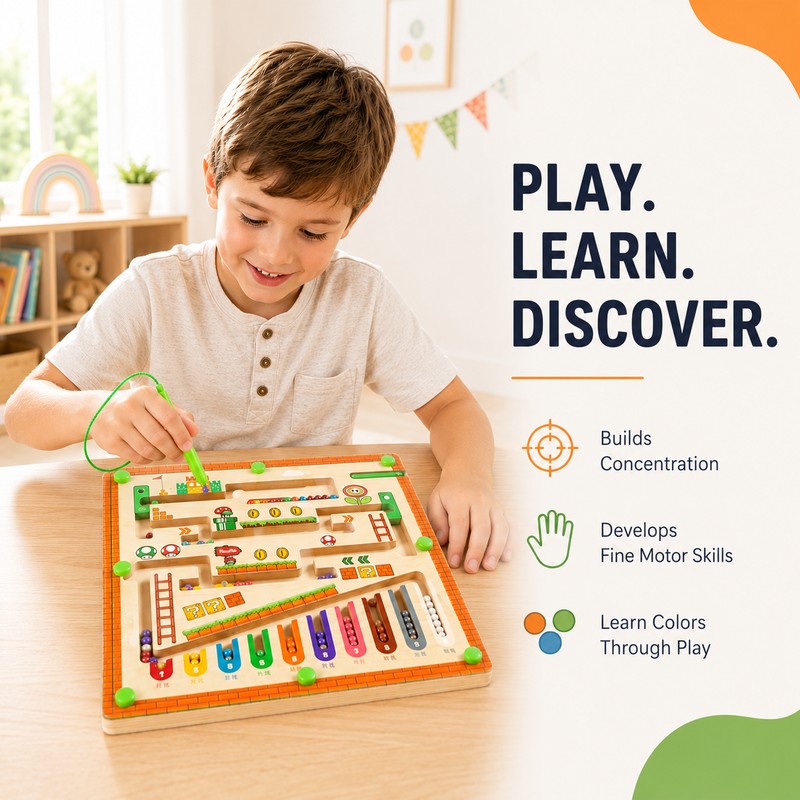 Magnetic Maze Board - Children's Educational Toy with Sorting Slots