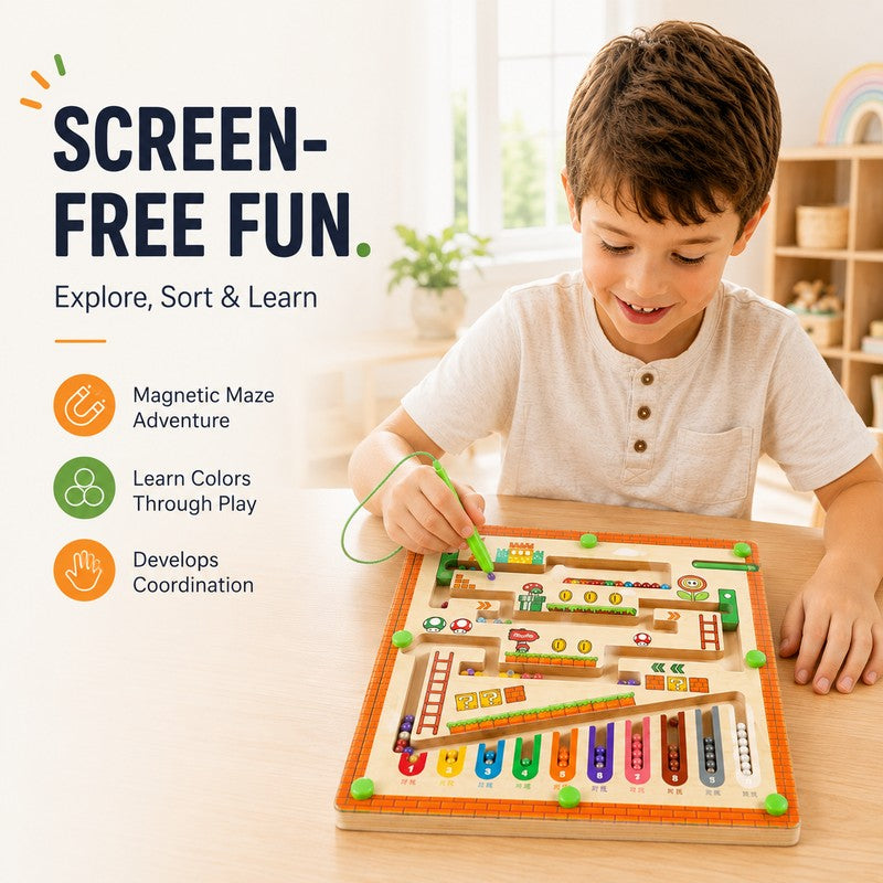 Magnetic Maze Board - Children's Educational Toy with Sorting Slots