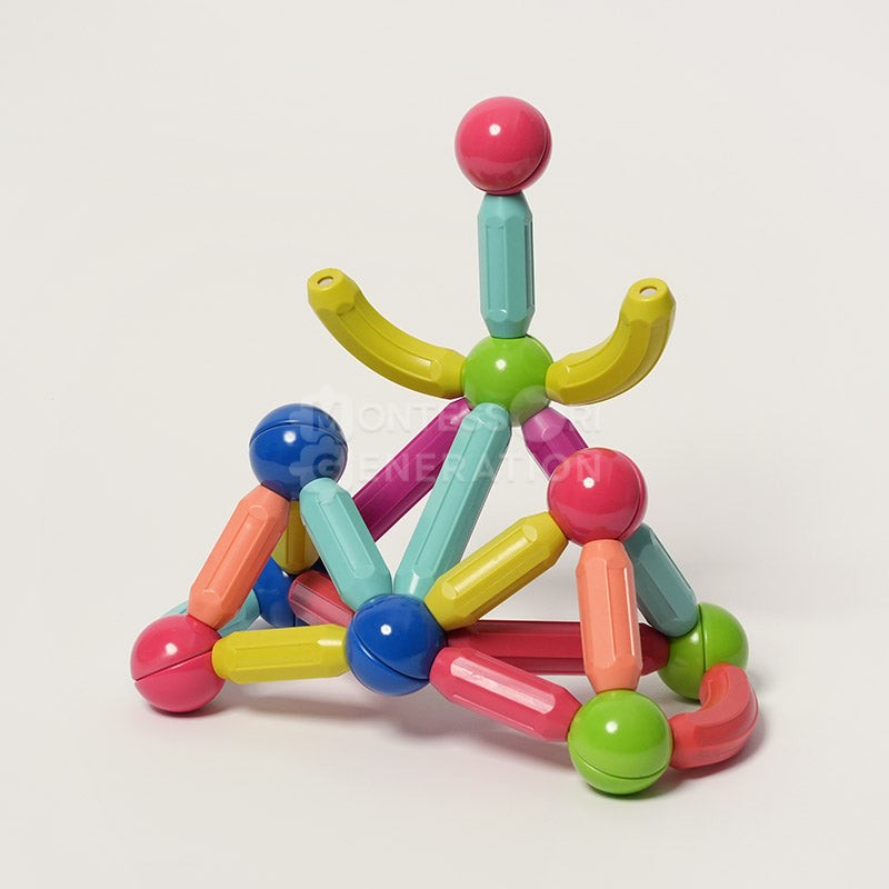 Magnetic Toy Set - 36 Pieces with Straight and Curved Rods