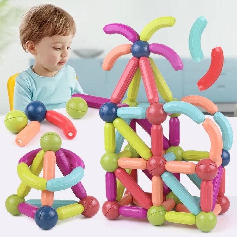 Magnetic Toy Set - 36 Pieces with Straight and Curved Rods