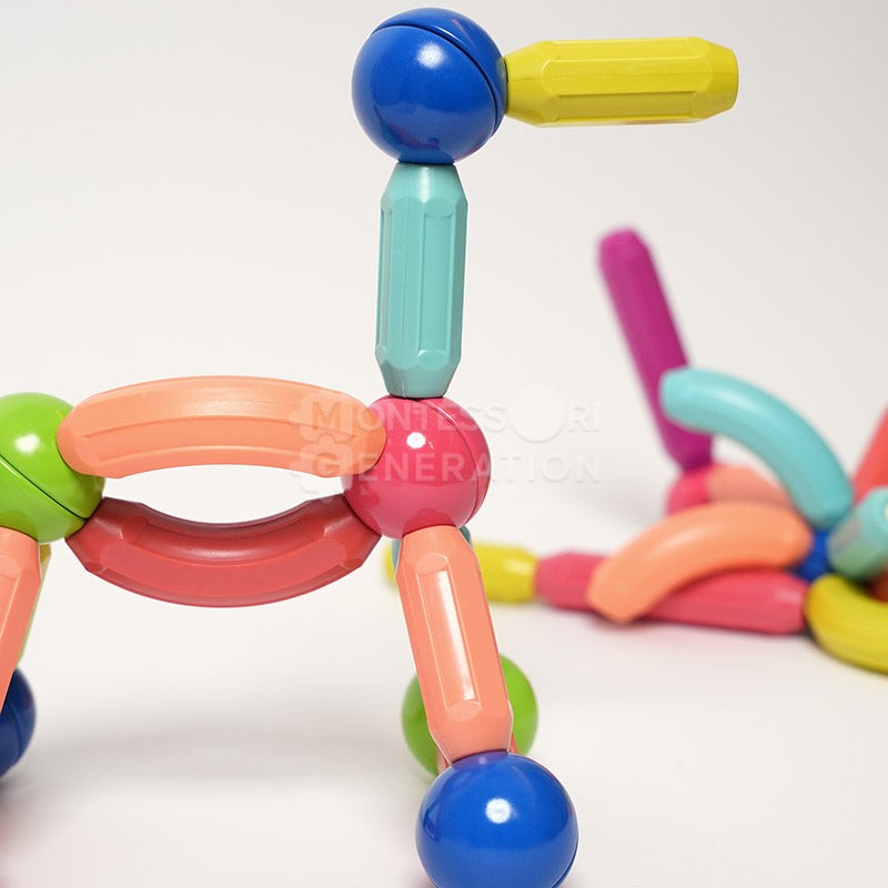 Magnetic Toy Set - 36 Pieces with Straight and Curved Rods