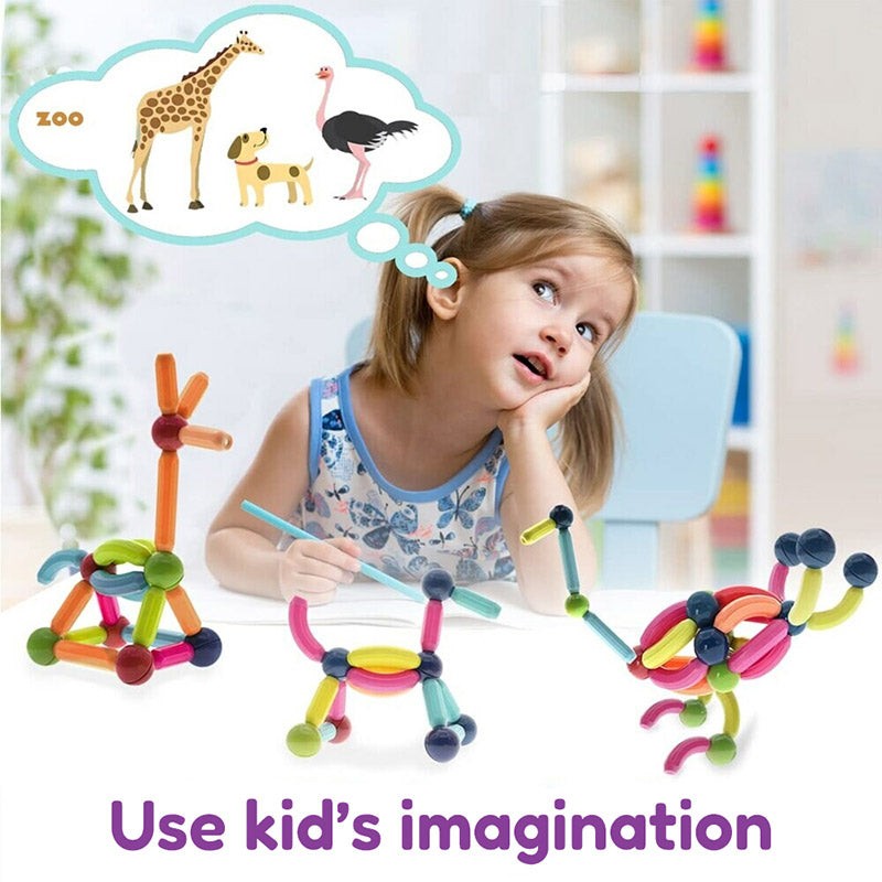 Magnetic Toy Set - 36 Pieces with Straight and Curved Rods
