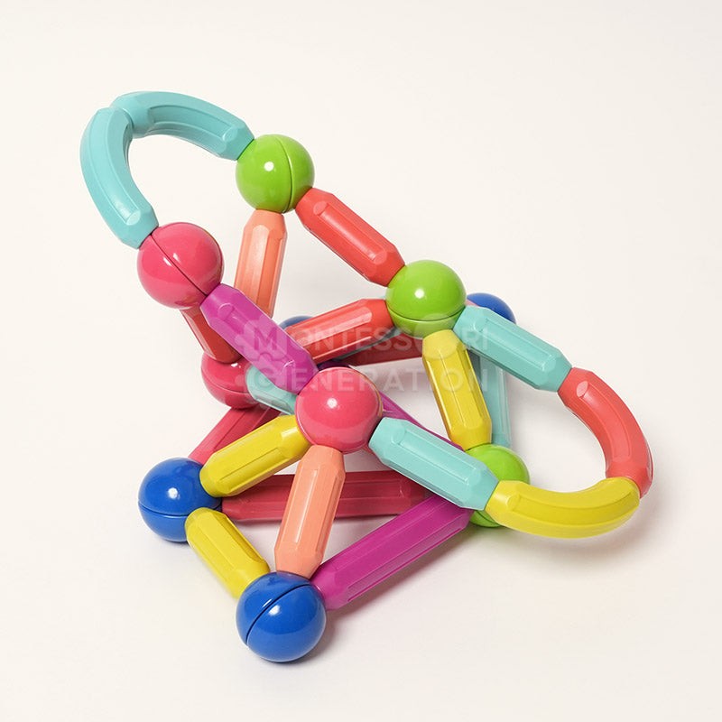 Magnetic Toy Set - 36 Pieces with Straight and Curved Rods