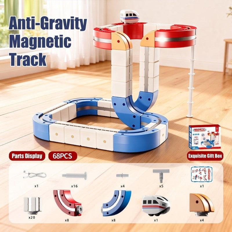 Magnetic Train Track Building Set - Multi-Level Loop Configuration