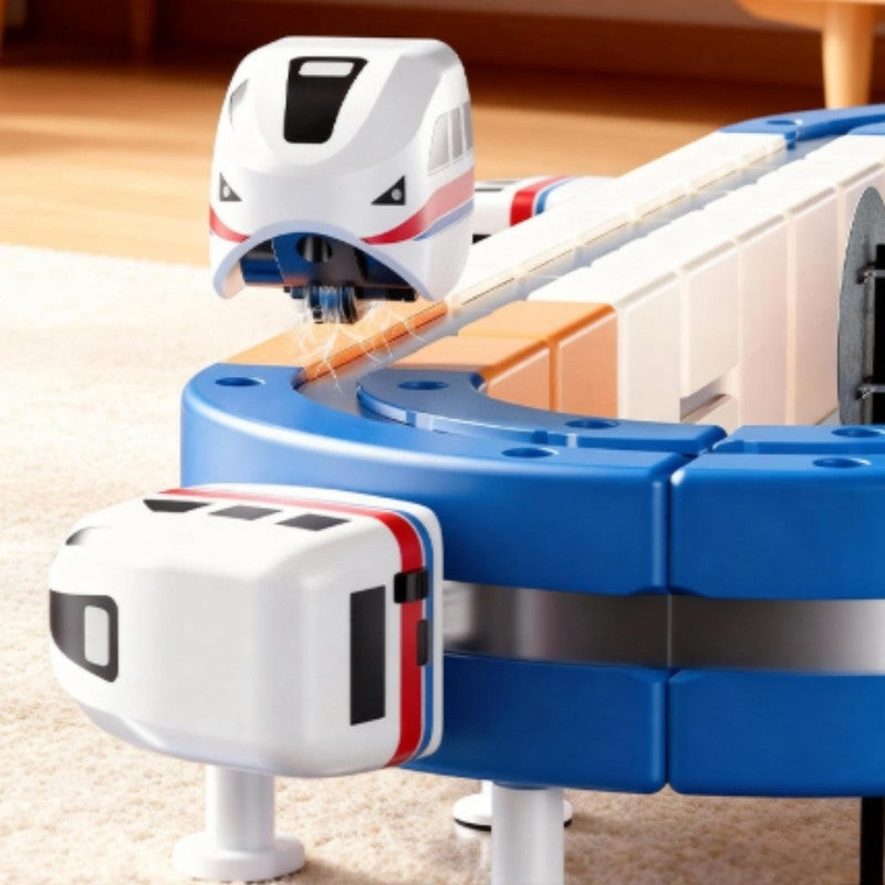 Magnetic Train Track Building Set - Multi-Level Loop Configuration
