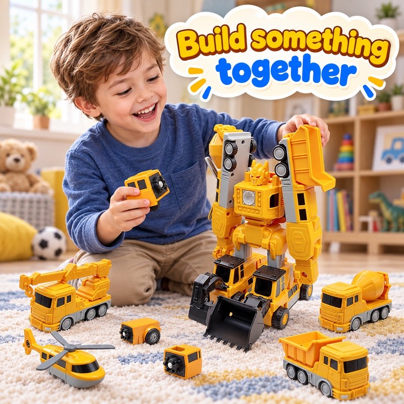 Magnetic Transformer Toy Set - Build 9 Vehicles and a Robot