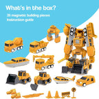 Magnetic Transformer Toy Set - Build 9 Vehicles and a Robot