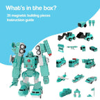 Magnetic Transformer Toy Set - Build 9 Vehicles and a Robot