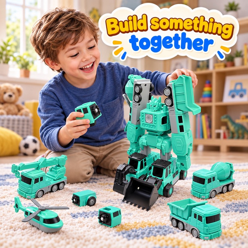 Magnetic Transformer Toy Set - Build 9 Vehicles and a Robot