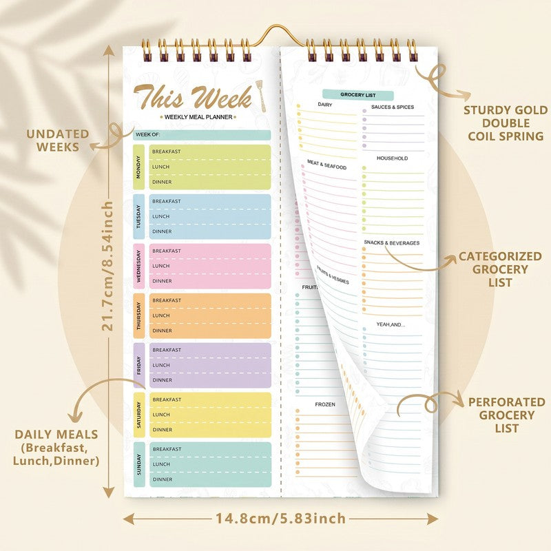 Magnetic Weekly Meal Planner Pad with Tear-Off Pages