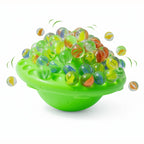 Marble Stacking Game with 60 Colorful Marbles and Green Platform