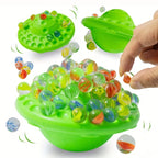 Marble Stacking Game with 60 Colorful Marbles and Green Platform