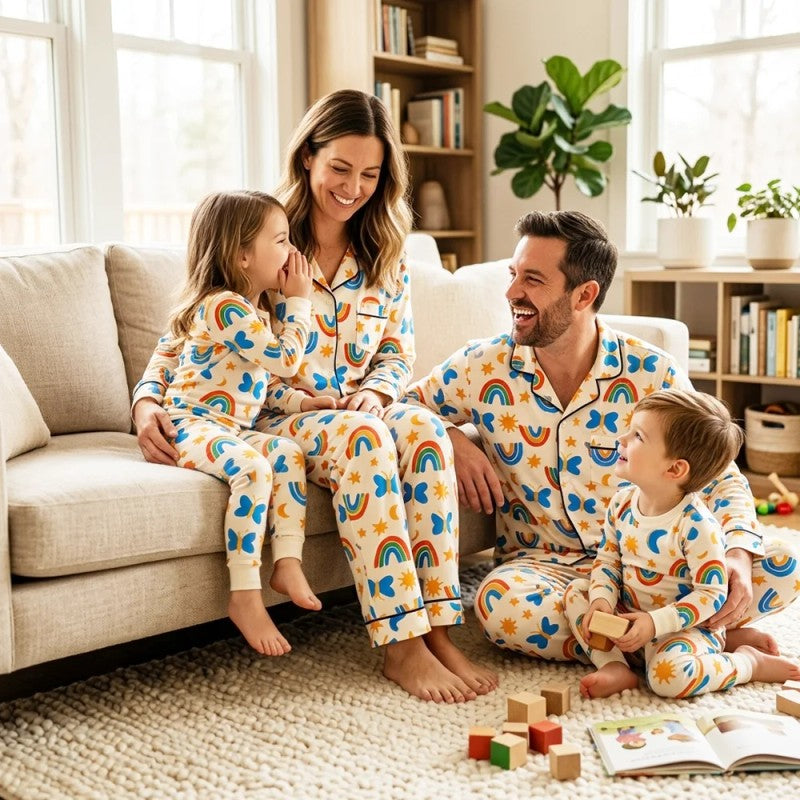 Matching Family Pyjama Sets - Long-Sleeve Top and Long Pants