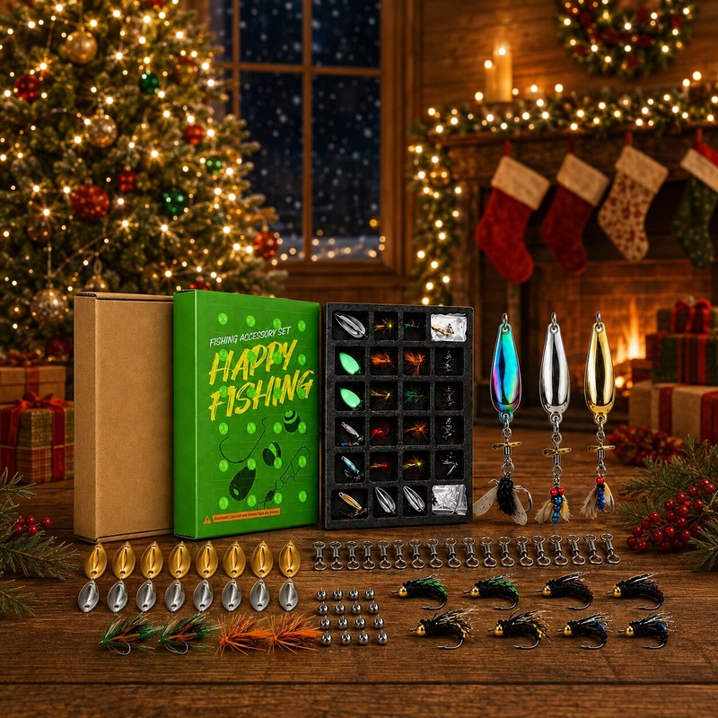Men's Fishing Advent Calendar - 24-Day Countdown with Lures and Accessories
