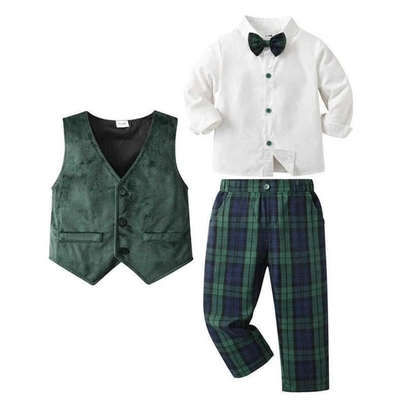 Men's Formal Suit Set - 3 Piece with Waistcoat and Bow Tie