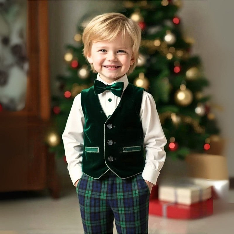 Men's Formal Suit Set - 3 Piece with Waistcoat and Bow Tie