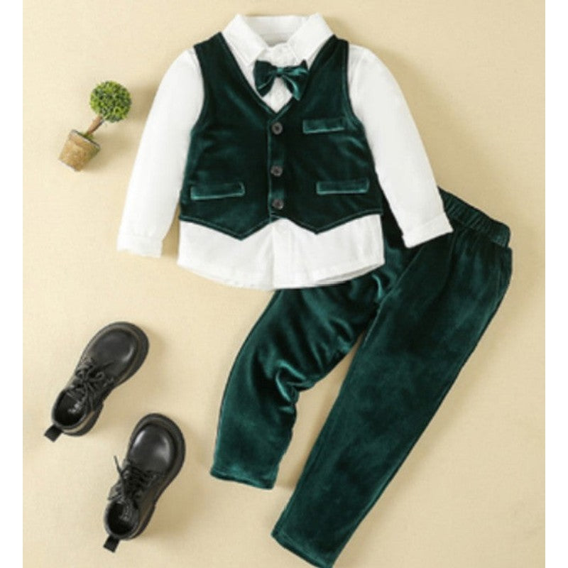 Men's Formal Suit Set - 3 Piece with Waistcoat and Bow Tie