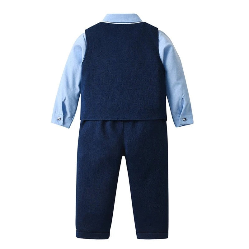 Men's Formal Suit Set - 3 Piece with Waistcoat and Bow Tie