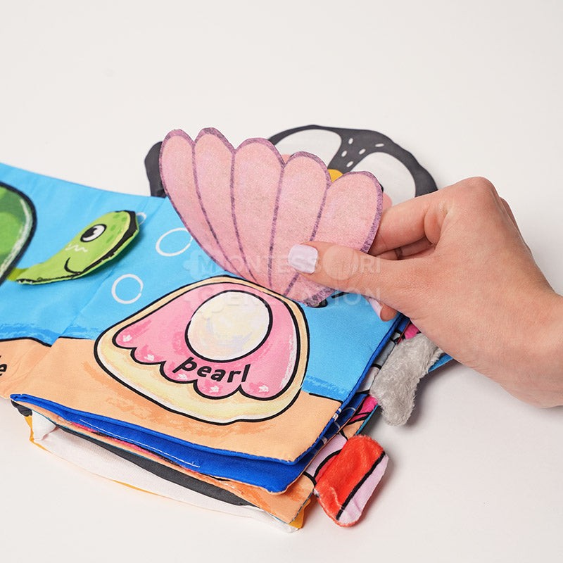 Montessori Baby Cloth Book with Hand Puppet - Interactive Animal Theme