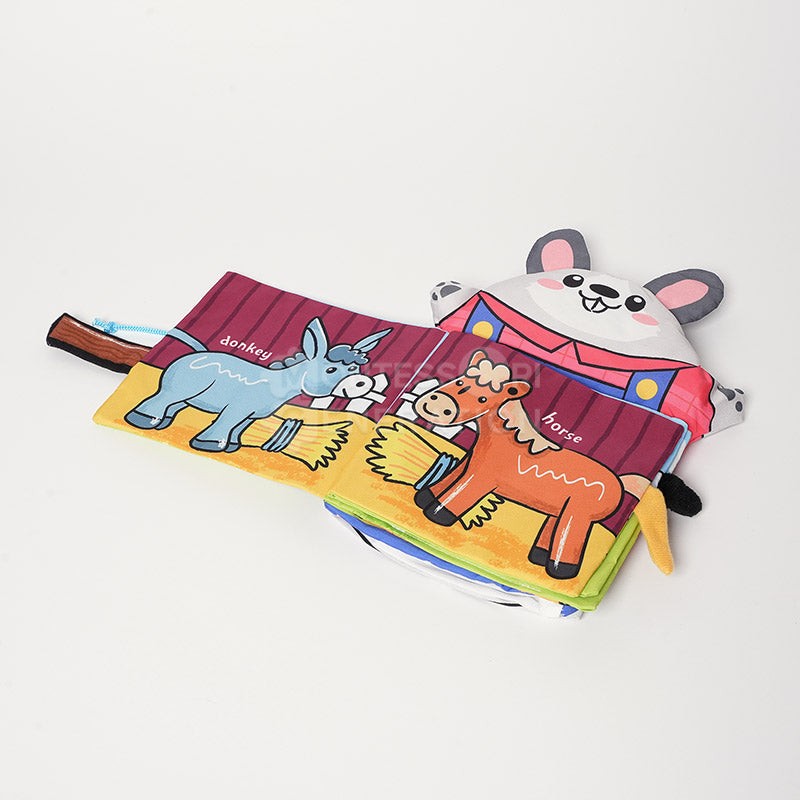 Montessori Baby Cloth Book with Hand Puppet - Interactive Animal Theme